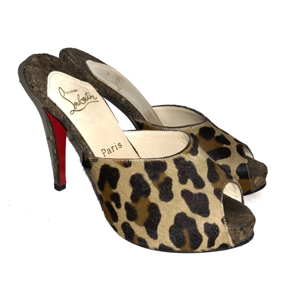 Christian Louboutin leopard fur stiletto heels 38 - Picture 2 of 15